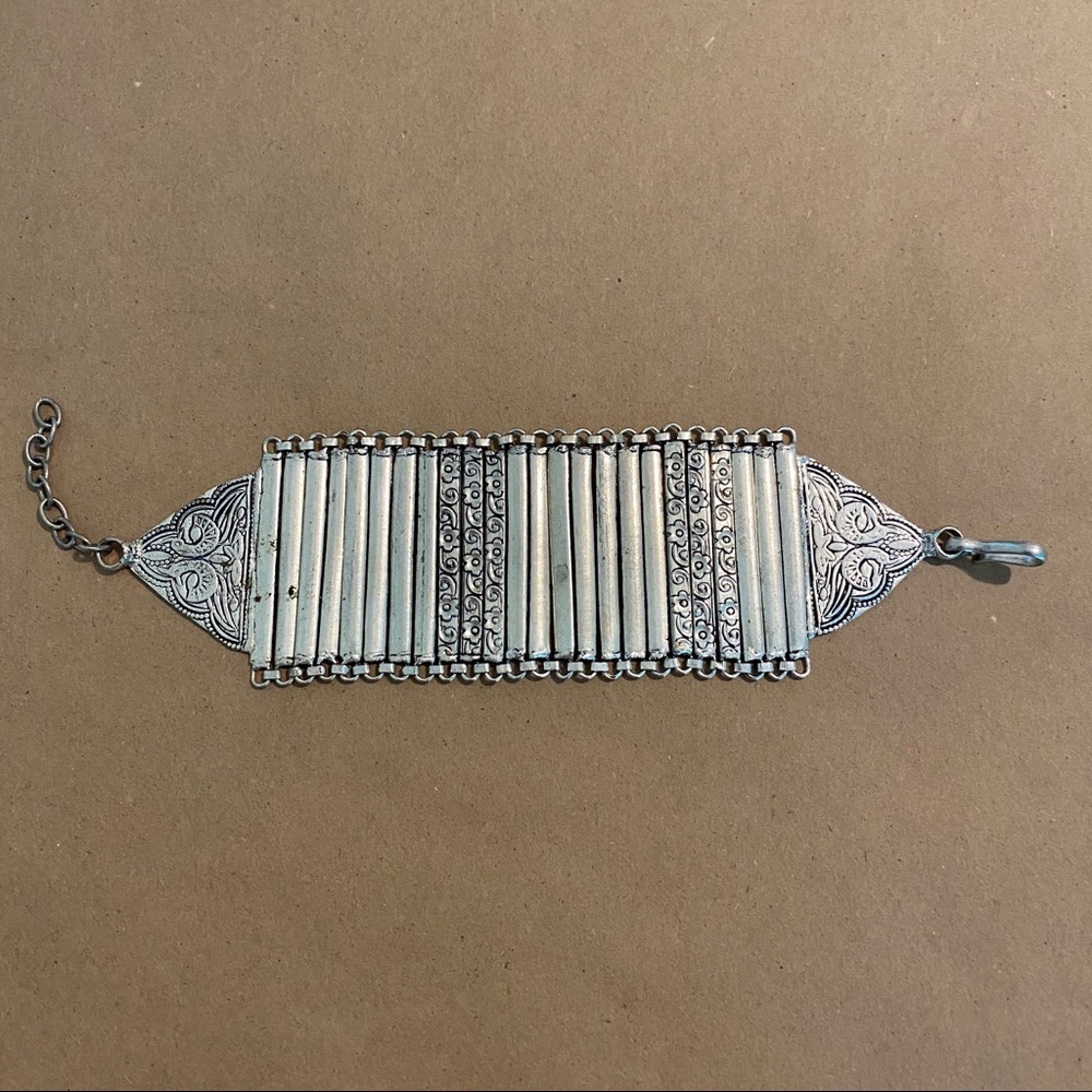 Silver Boho Cuff Chain Bracelet
